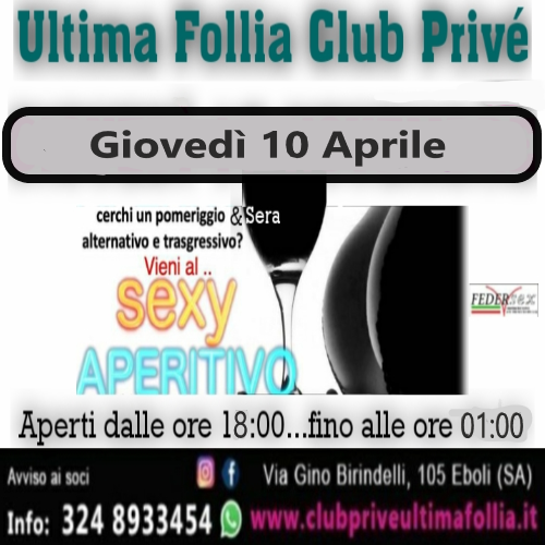 Giovedì 10 Aprile: Sexy Aperitivo