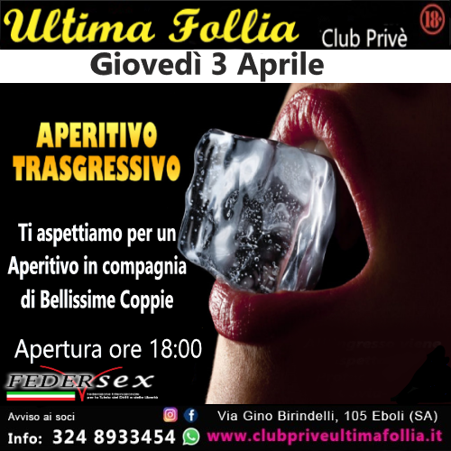 Giovedì 3 Aprile: Aperitivo Trasgressivo