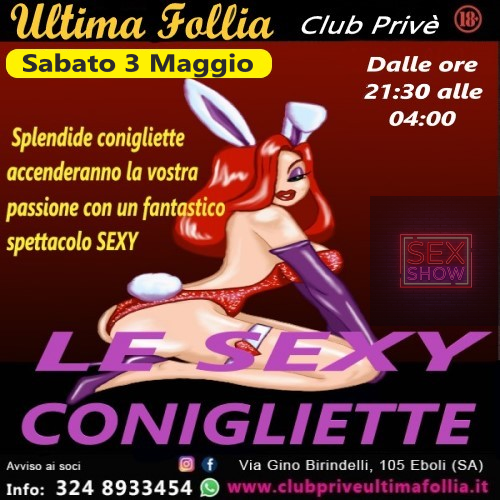 Sabato 3 Maggio: Le Sexy Conigliette