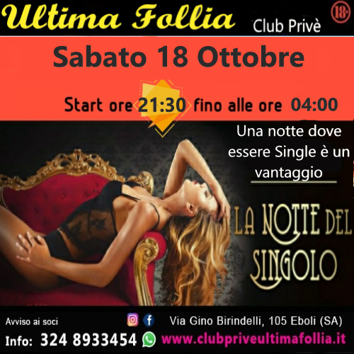 ✨ Sabato 18 Ottobre – La Notte del Singolo ✨