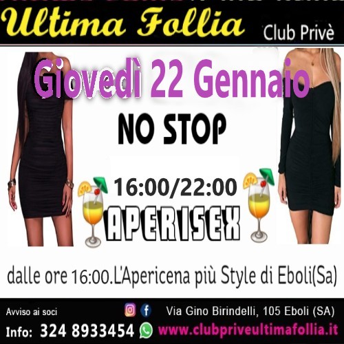 Giovedì 22 Gennaio: Aperisexy 🍸✨